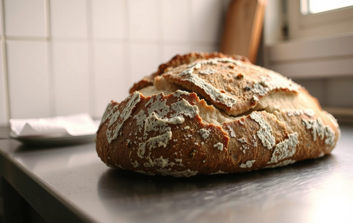 Glutenfreiesleben Brot auf Metalloberfläche